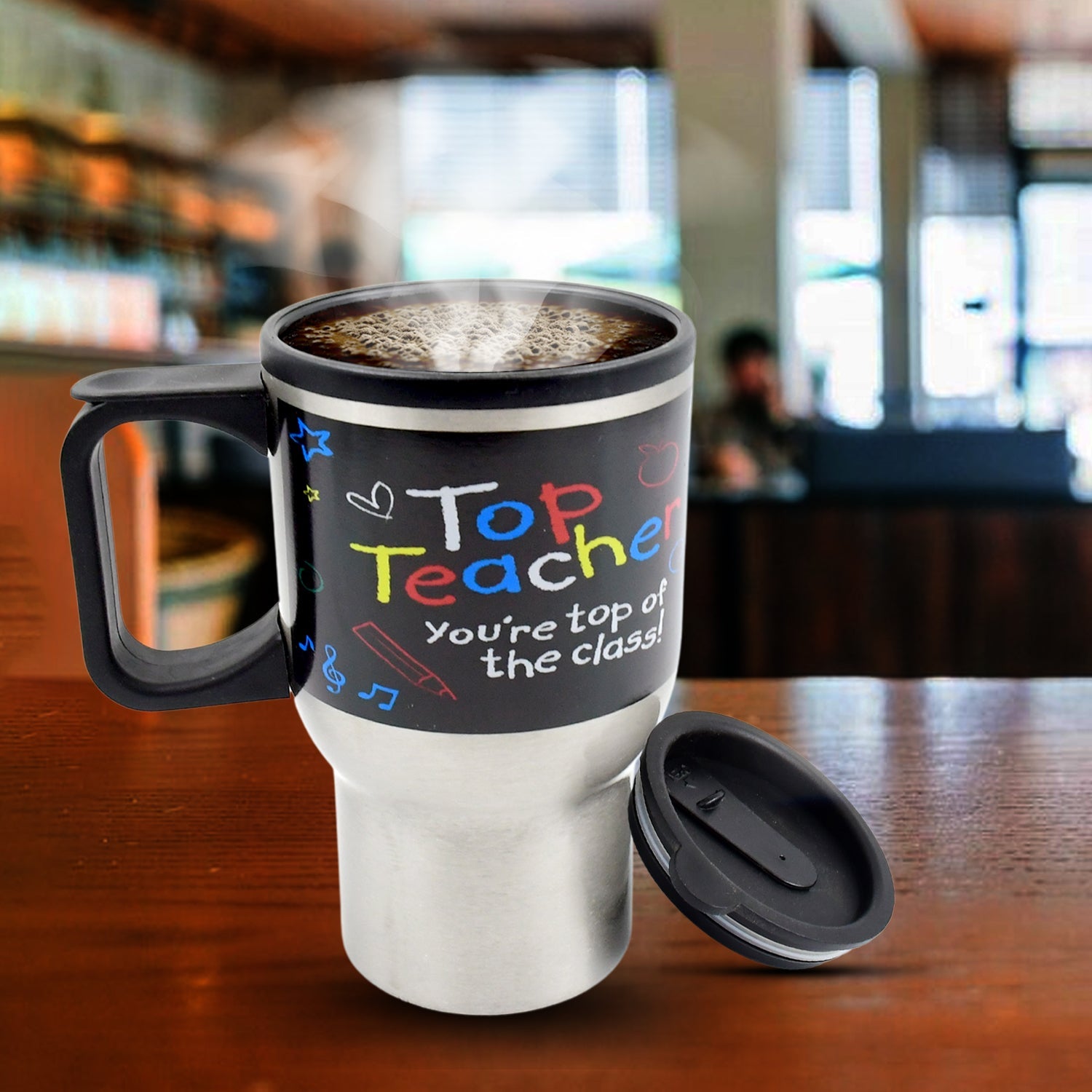Stainless Steel Insulated Travel Mug - Double-Walled Vacuum Cup with Lid & Handle Stainless Steel Insulated Travel Mug - Double-Walled Vacuum Cup with Lid & Handle